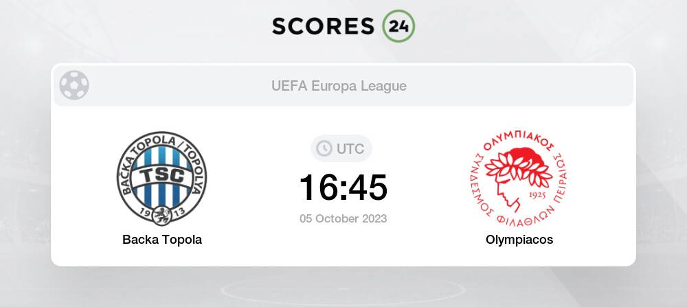 Olympiakos vs FK Tsc Backa Topola: Live Score, Stream and H2H