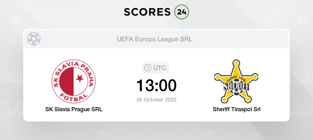 SK Slavia Prague SRL vs Sheriff Tiraspol Srl - Head to Head for 5 October  2023 13:00 Football