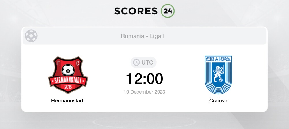 Hermannstadt vs U Craiova score today - 10.12.2023 - Match result