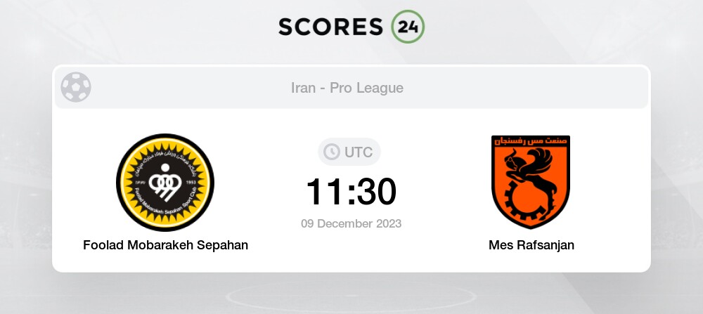 Sepahan S.C. vs Mes Rafsanjan FC live score, H2H and lineups