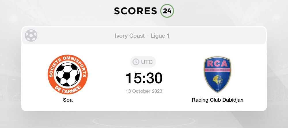 Racing Club Dabidjan live score → Today match results → Next match fixtures  → Yesterday match score