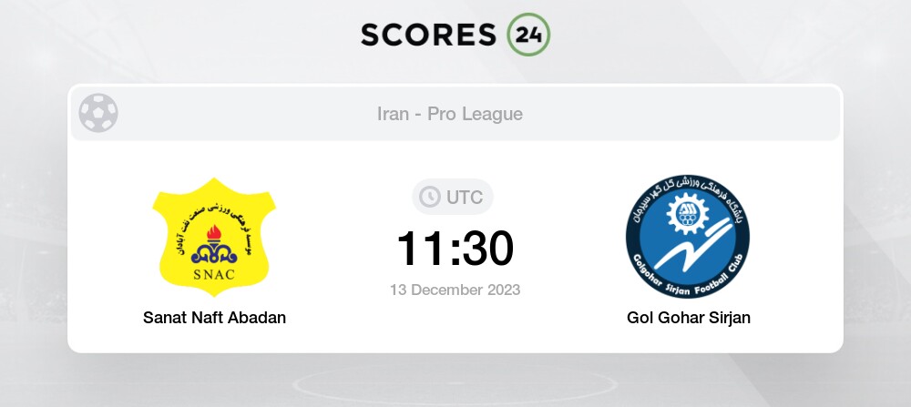 Sanat Naft Abadan vs Sepahan - live score, predicted lineups and H2H stats.