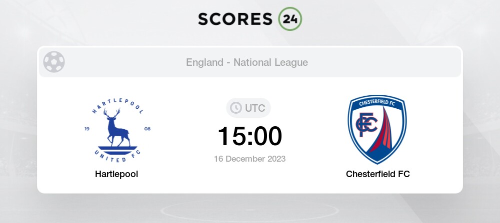 Hartlepool United vs Chesterfield on 16 Dec 23 - Match Centre - Hartlepool  United