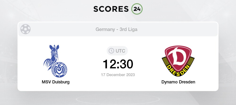 MSV Duisburg x Dynamo Dresden: comentários e comentários ao vivo;  Resultado, 17/12/2023 (Alemanha 3.Liga)
