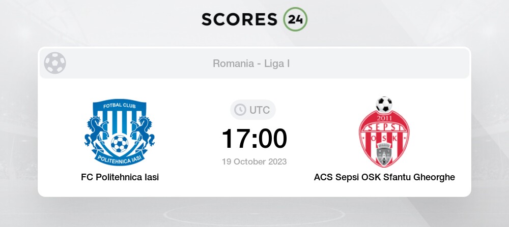 CSM Politehnica Iasi x Sepsi OSK Sfantul Gheorghe 19/10/2023 na Liga I  2023/24, Futebol