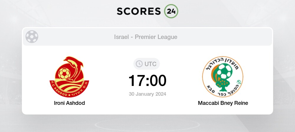 Ashdod Vs Maccabi Bney Reine 30/01/2024 17:00 Football Events & Result