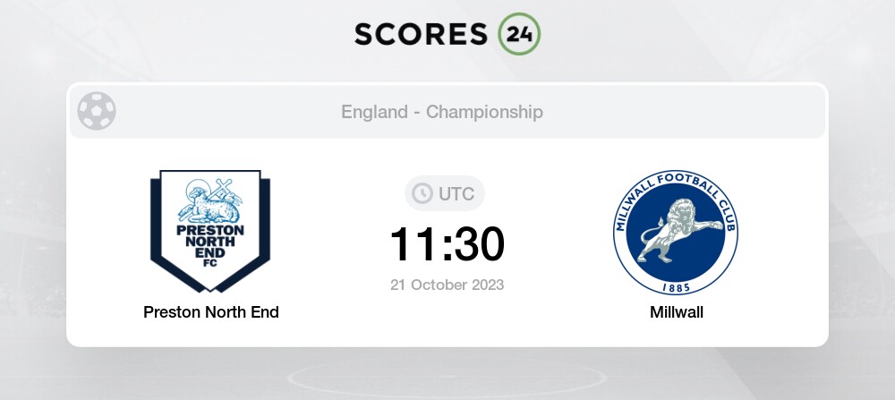 Preston North End vs Millwall on 21 Oct 23 - Match Centre - Preston North  End