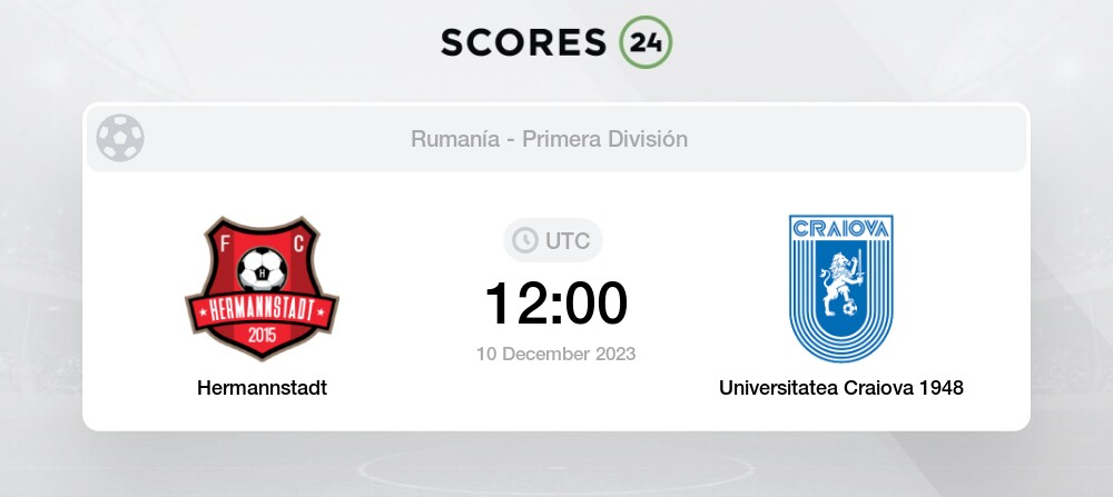 FC Hermannstadt vs FCU 1948 Craiova live score, H2H and lineups