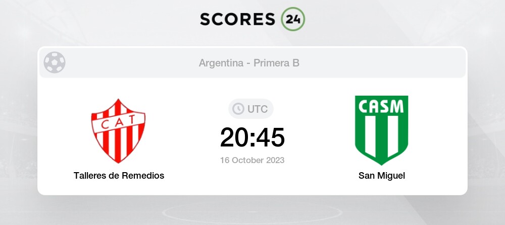 Talleres de Remedios vs San Miguel eventos y resultado del partido  16/10/2023 20:45 Fútbol
