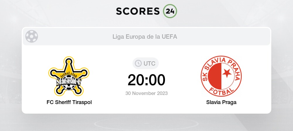 Prognóstico Sheriff Tiraspol Slavia Praga - Liga Europa - 30/11/23