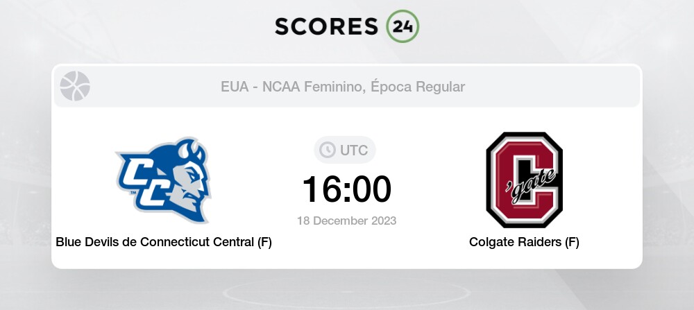 Blue Devils de Connecticut Central (F) x Colgate Raiders (F) basquete  18/12/2023