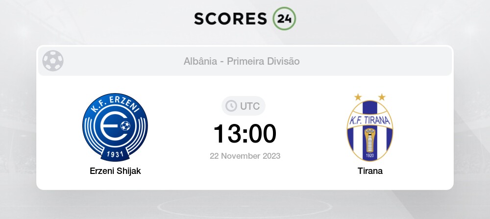 Erzeni Shijak vs Tirana H2H para 27 November 2023 12:30 Futebol
