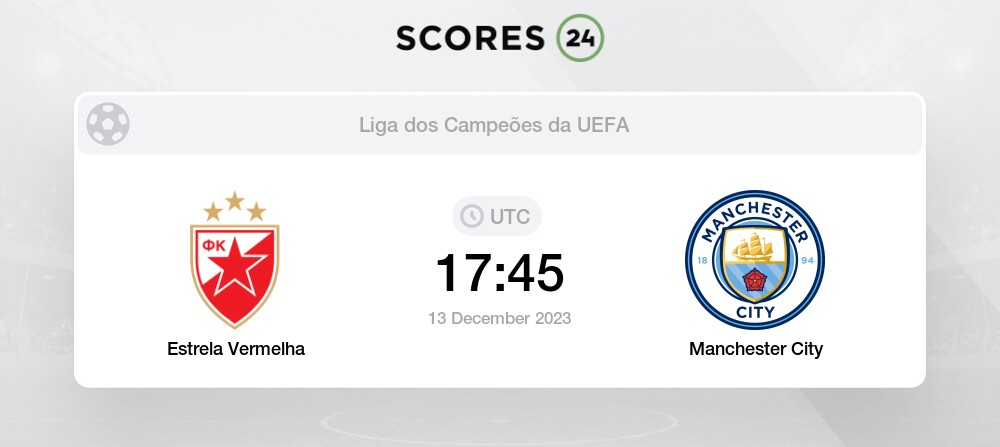 Resultado do jogo FK Crvena Zvezda x Manchester City hoje, 13/12: veja o  placar e estatísticas da partida - Jogada - Diário do Nordeste