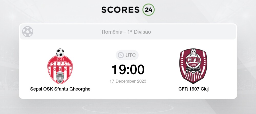 Sepsi Osk Sfeantu x CFR Cluj » Placar ao vivo, Palpites