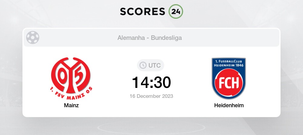 Palpite Mainz 05 x Heidenheim: 16/12/2023 - Campeonato Alemão
