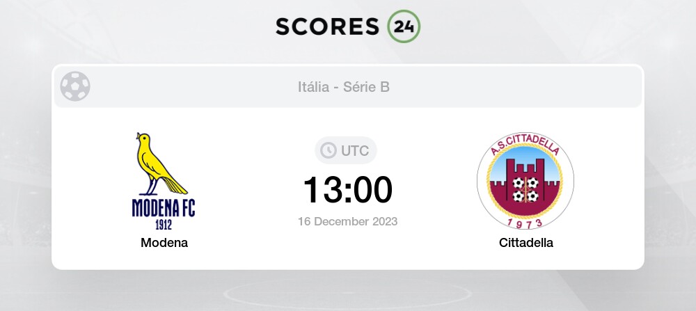 Comentário e comentários ao vivo de Modena vs Cittadella; Resultado,  16/12/2023 (Itália Série B)