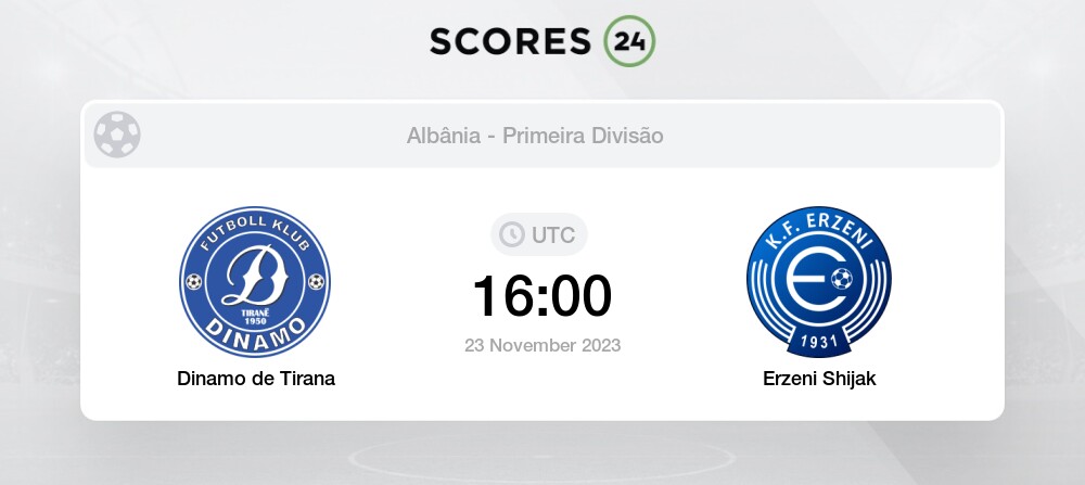 Dinamo Tirana vs Erzeni Shijak 23.11 13:00 - Estatísticas e