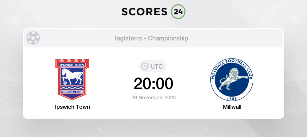 Comentário e resultado ao vivo de Ipswich x Millwall, 29/11/2023  (Campeonato da Inglaterra)