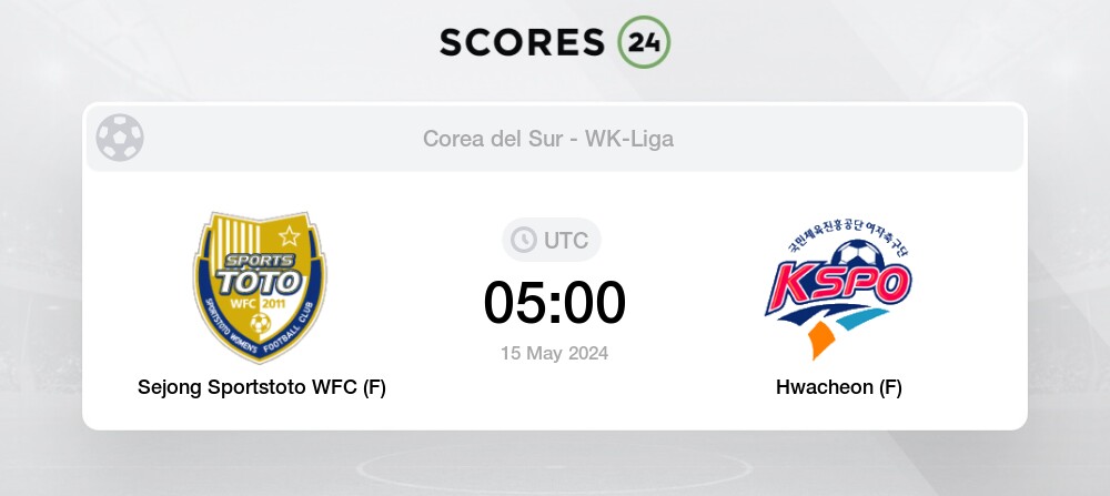 Sejong Sportstoto WFC (F) vs Hwacheon (F) Pronósticos de Partidos () y