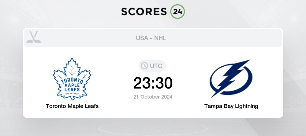 Toronto vs Tampa Bay Predictions (1.57), Betting Odds and Tables for October 21, 2024