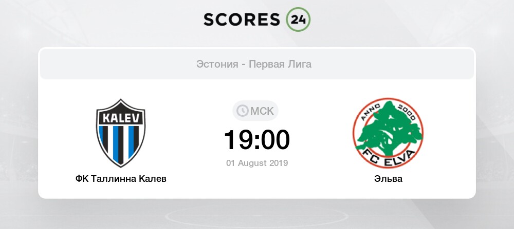 Jk Tallinna Kalev Elva 1 August 2019 Score Result And Events