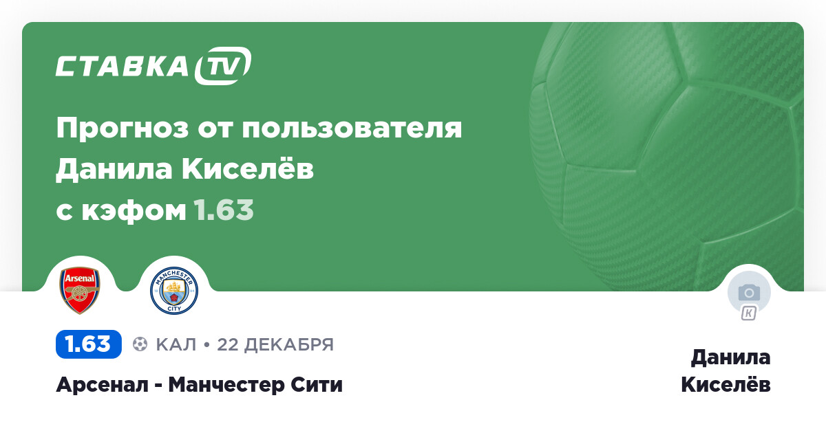 Арсенал - Манчестер Сити: ставка Данила Киселёва 22 ...